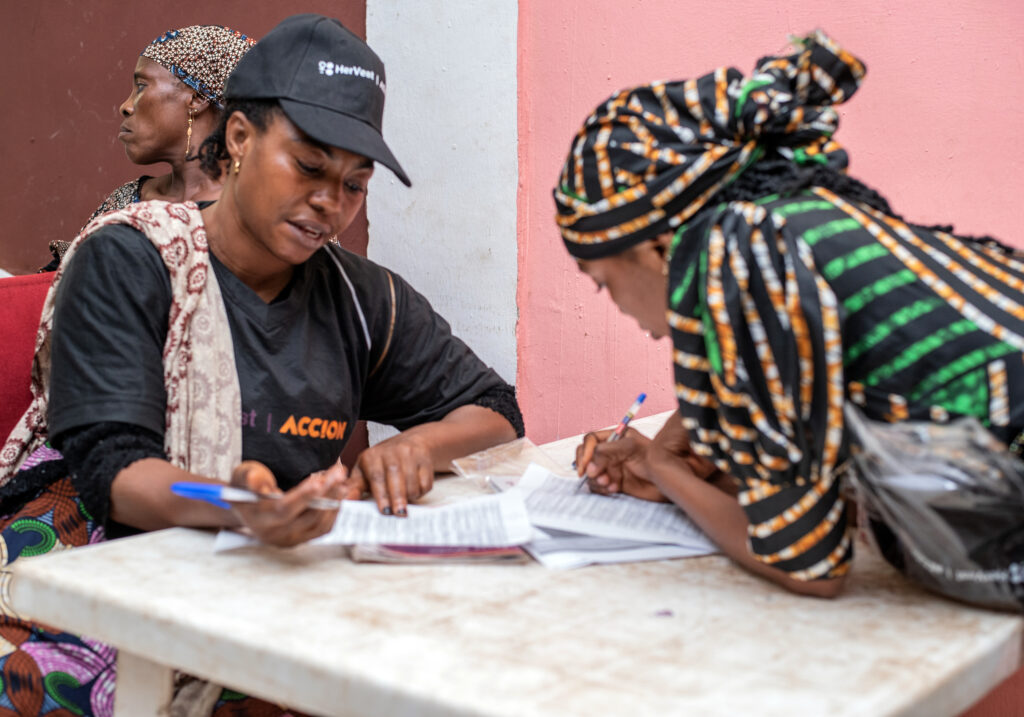 Two women at the in-person training session