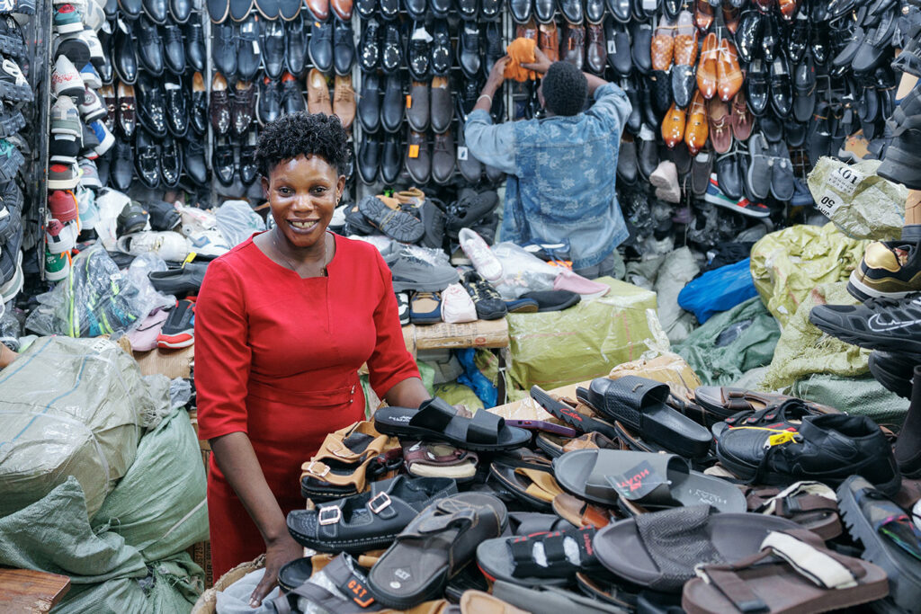 Sarah's shoe stall in Kampala